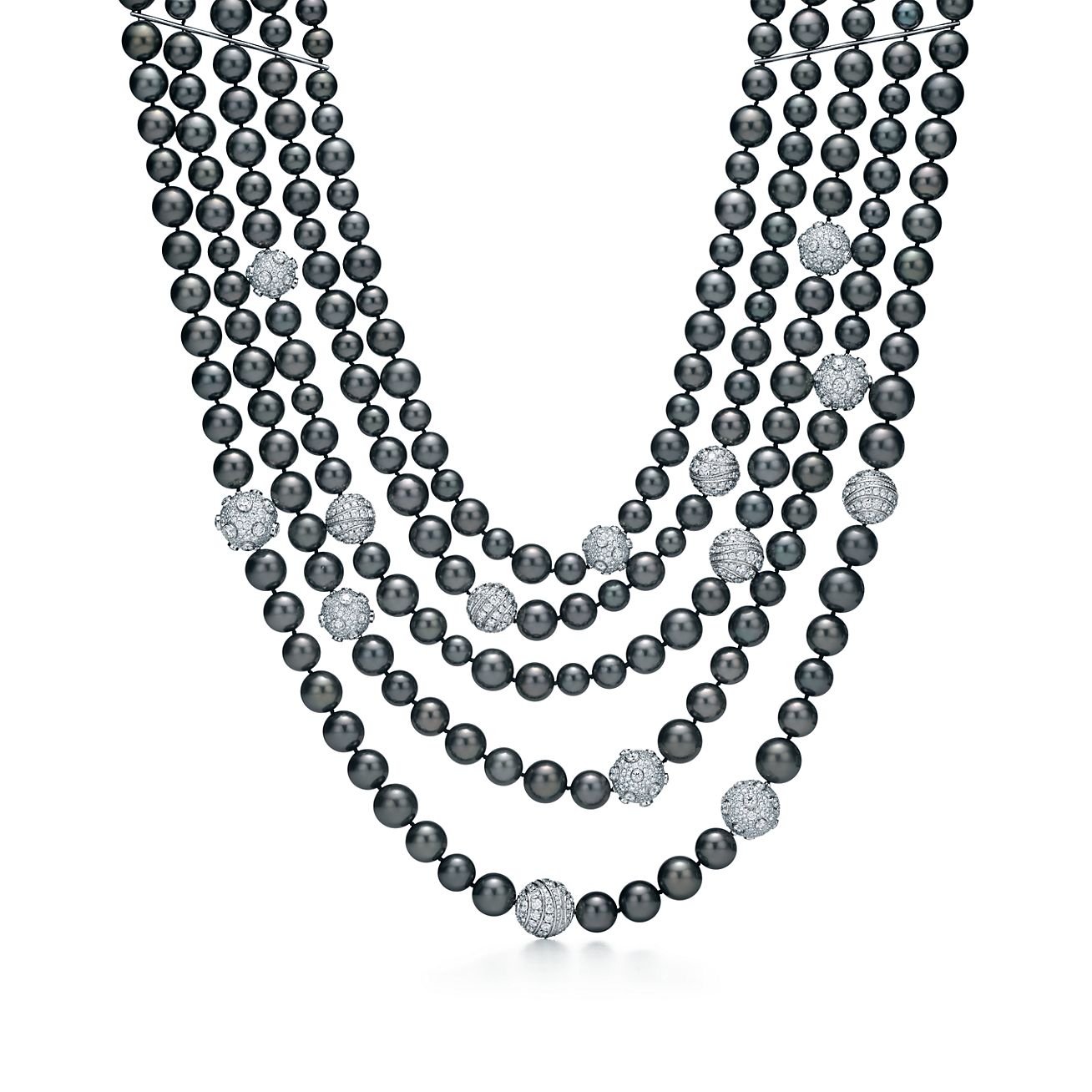 Tahitian pearl necklace in platinum 