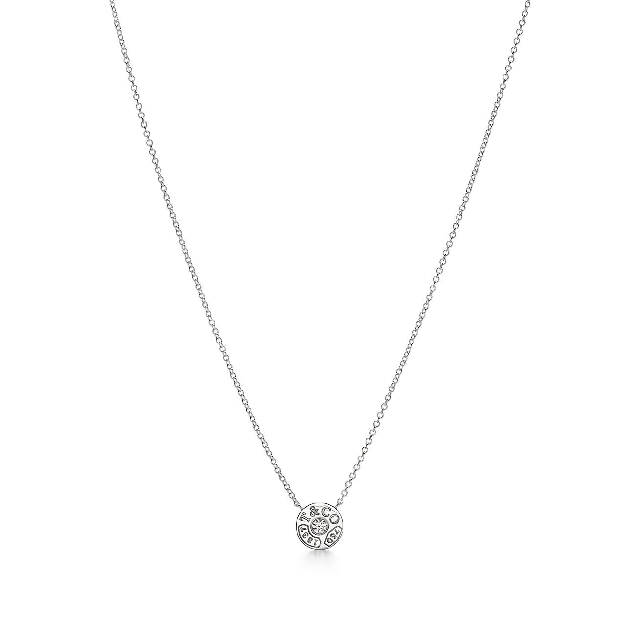 Tiffany & Co 3 Row Metro Circle Diamond Necklace In 18K White Gold - Jewelry  by David