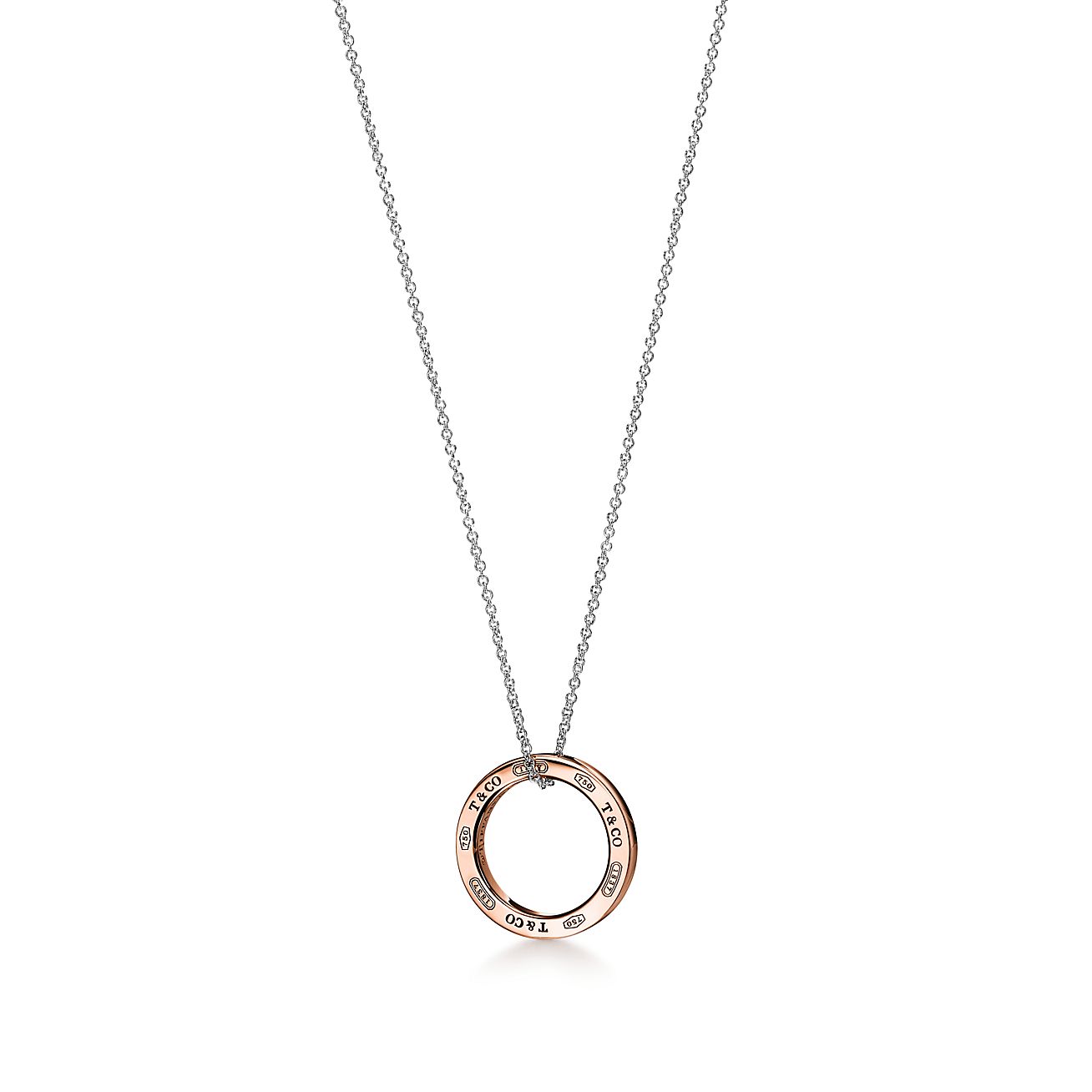 Tiffany 1837® Circle Pendant in Sterling Silver and Rose Gold - Alternate shot 1 - Alternate shot 2