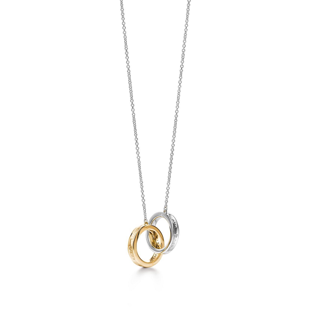 TIFFANY 18K White Rose Gold Diamond 1837 Triple Interlocking Circles  Pendant Necklace 1363509 | FASHIONPHILE