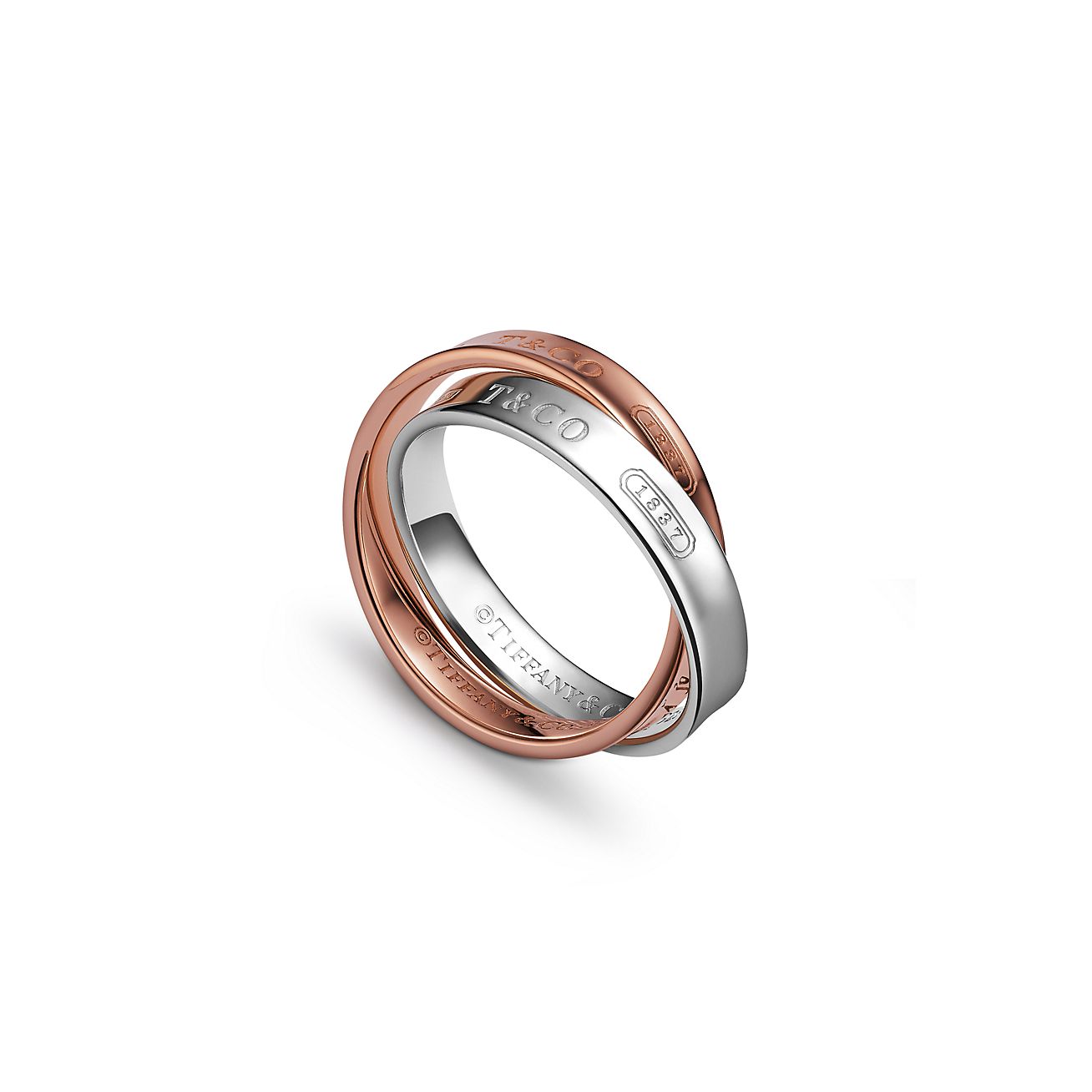 Tiffany 1837® Interlocking Circles Ring in Rose Gold and Sterling