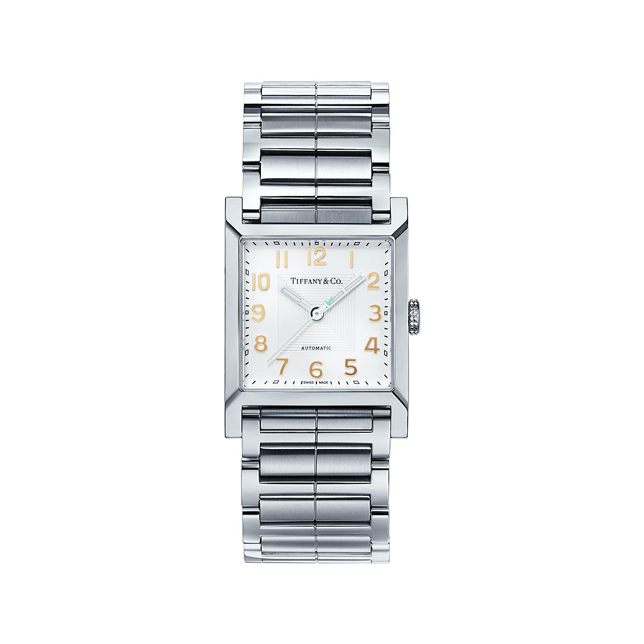 Tiffany 1837 Makers 27 mm square watch in stainless steel with a white dial. | Tiffany & Co.