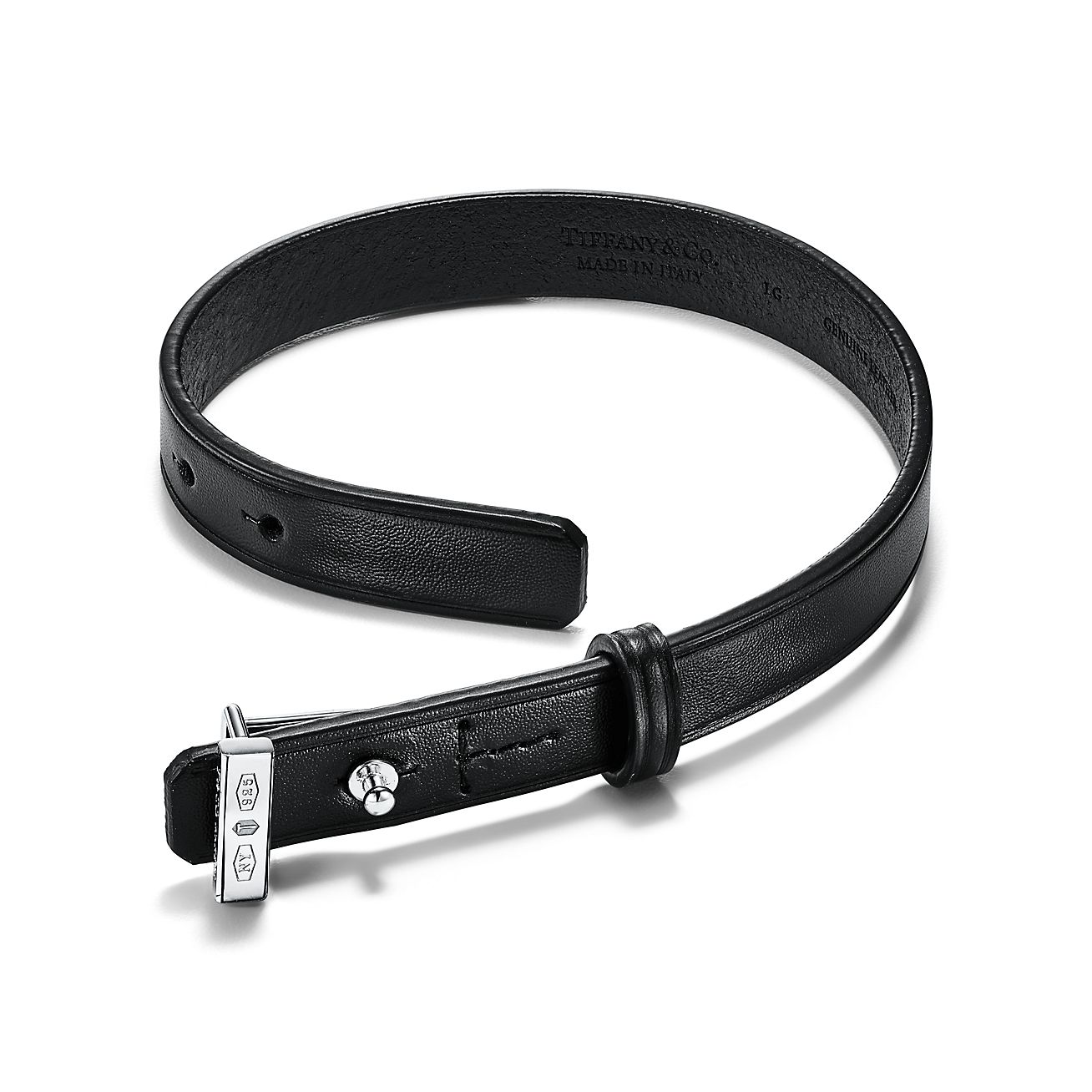 Tiffany 1837® Makers Black Calfskin Leather Bracelet with Sterling Silver