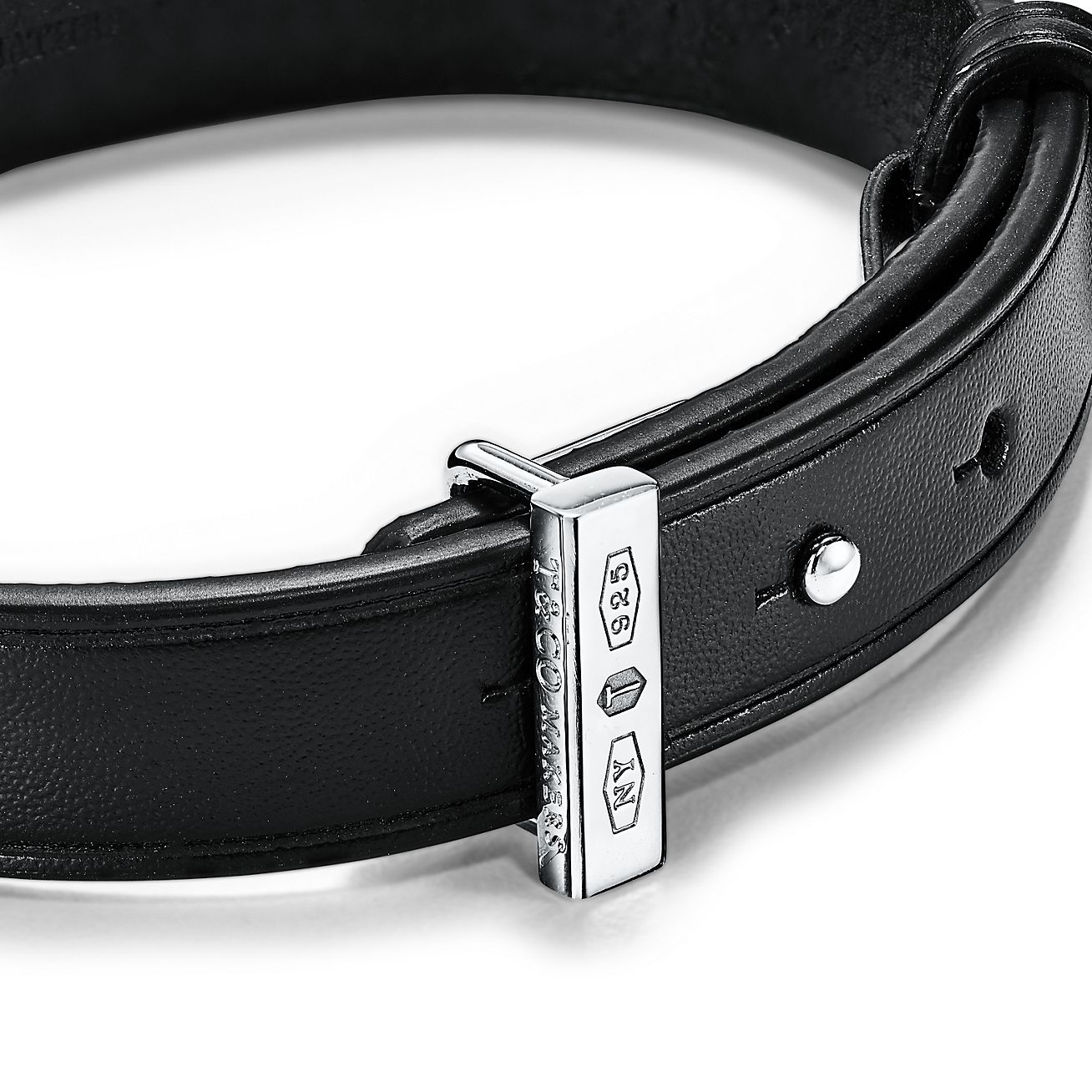 Tiffany 1837® Makers Black Calfskin Leather Bracelet with Sterling Silver