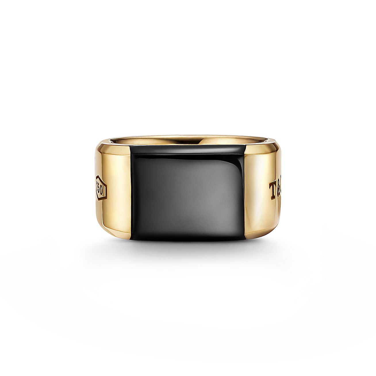 Nietje Wijzerplaat hek Tiffany 1837® Makers black onyx signet ring in 18k gold, 12 mm wide. |  Tiffany & Co.