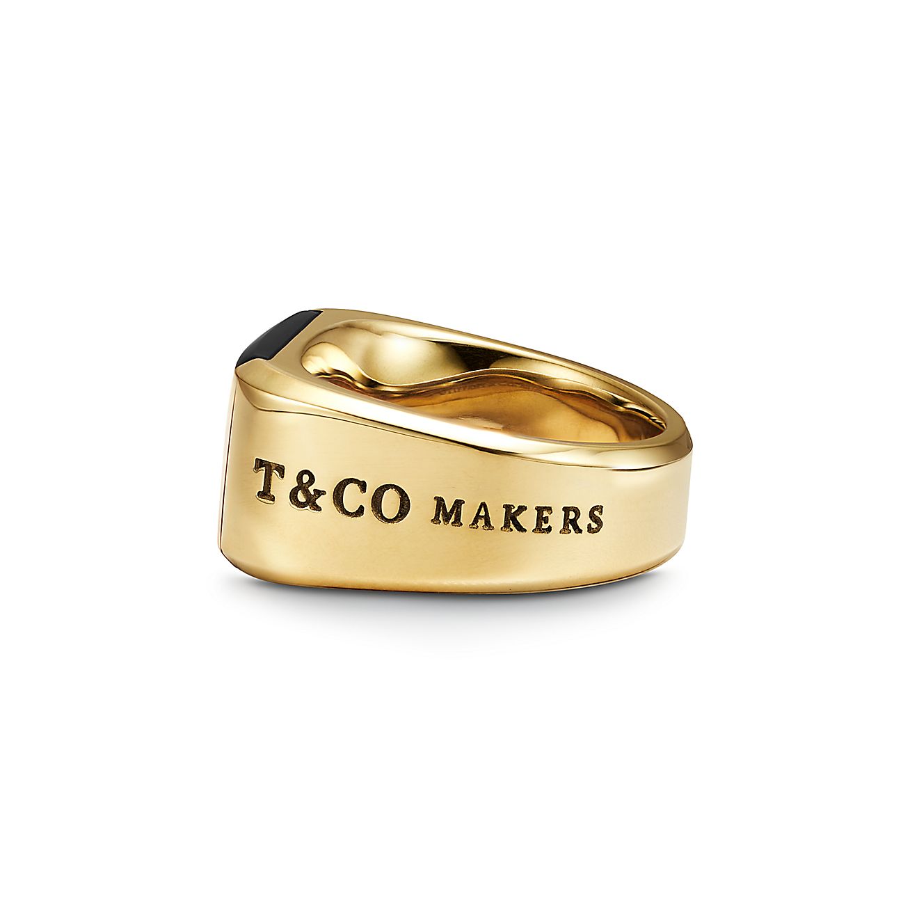 Tiffany 17 Makers Black Onyx Signet Ring In 18k Gold 12 Mm Wide Tiffany Co