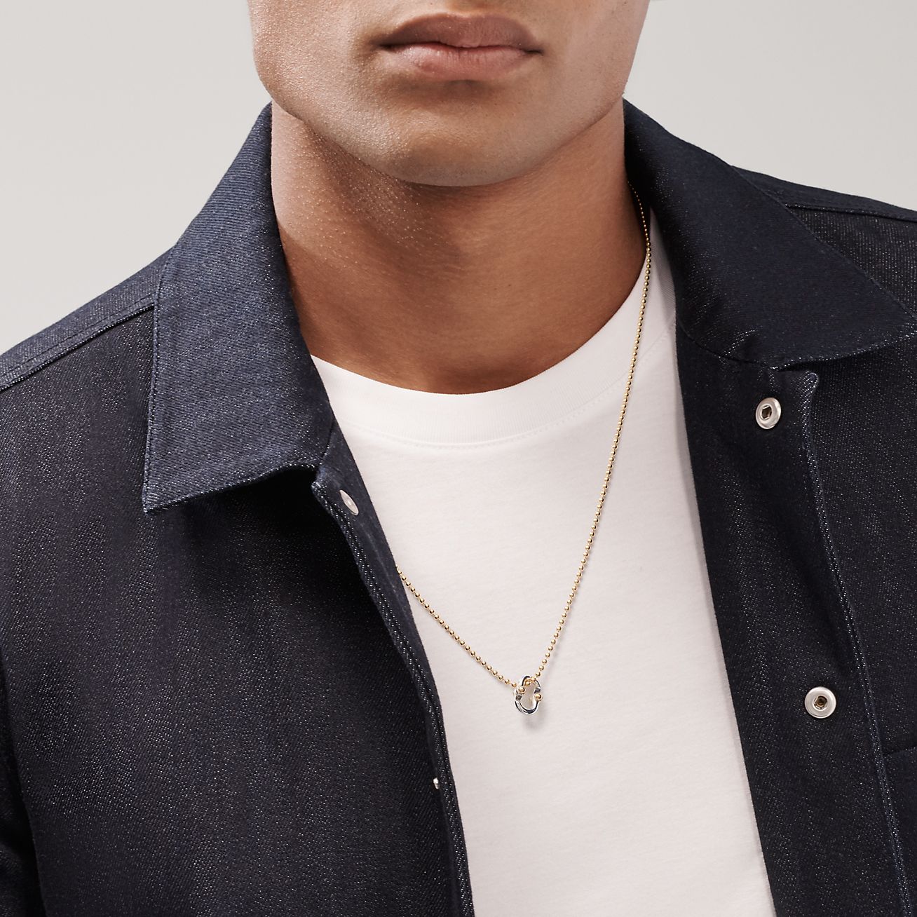 Tiffany 1837® Makers Clip Pendant in 18k Gold and Sterling Silver, 24"