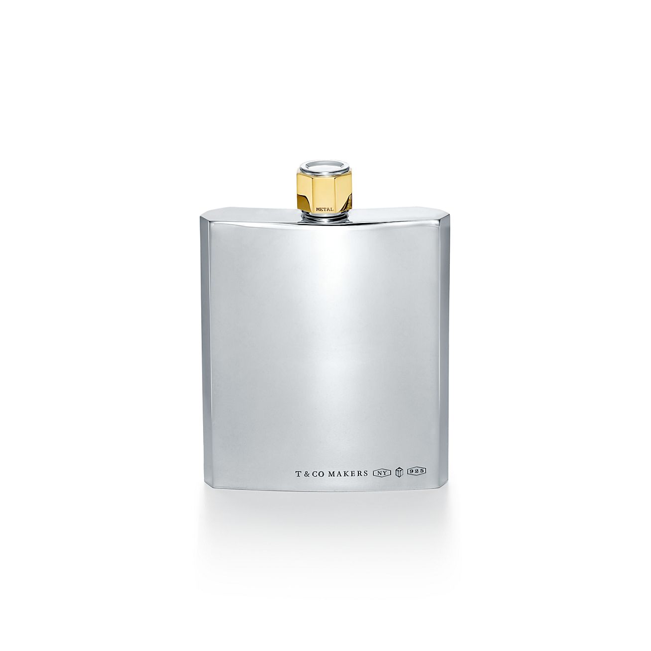 Tiffany 1837 Makers Flask in Sterling Silver and Brass
