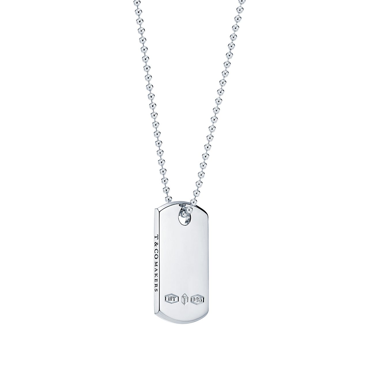 Small Dog Tag ID Necklace, Silver