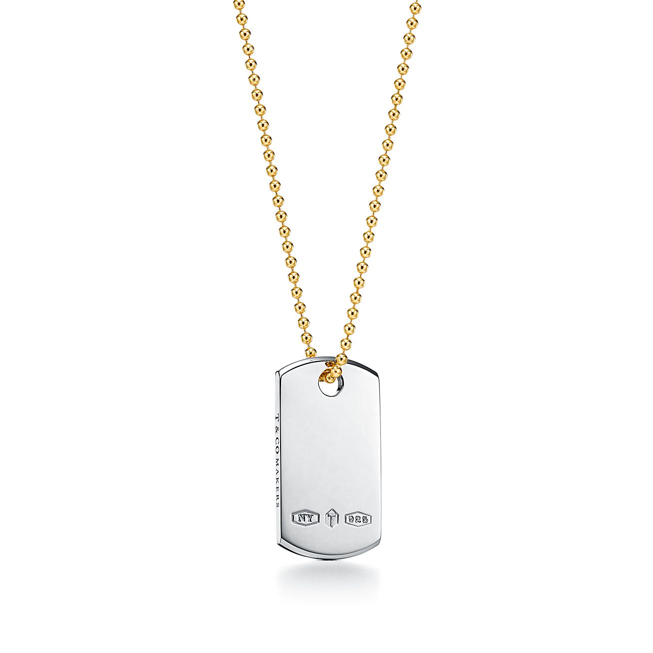 Tiffany 1837 Makers I D Tag Pendant In Sterling Silver And 18k