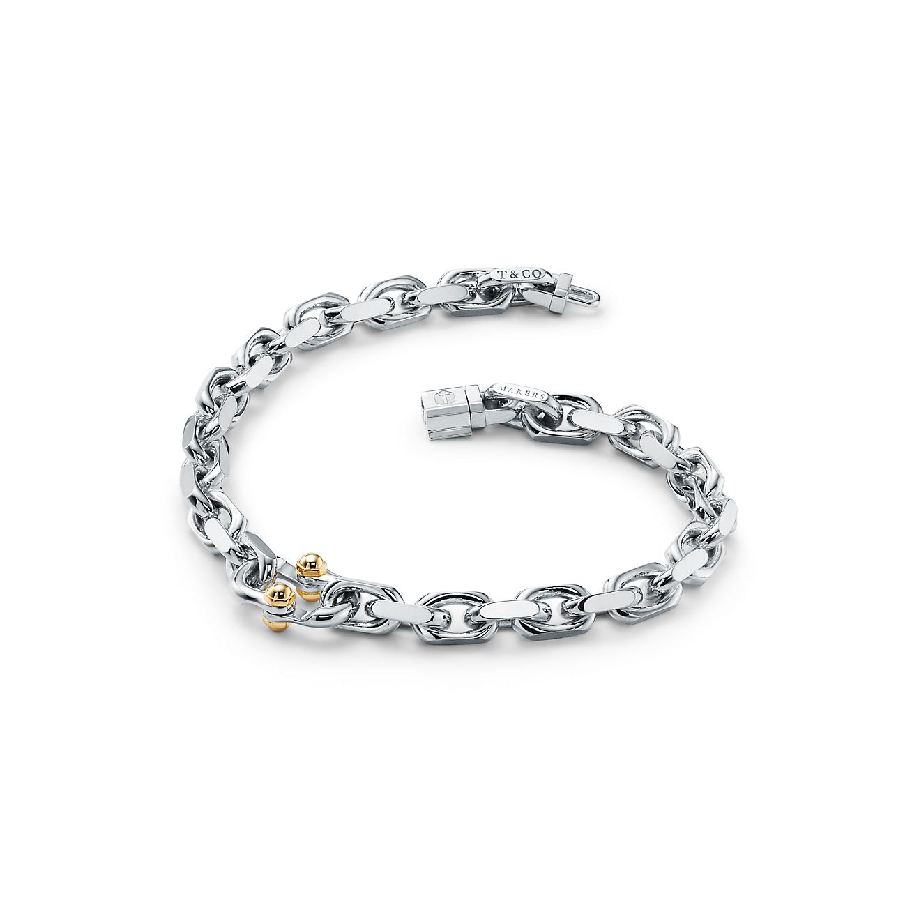 Tiffany 1837® Makers Narrow Chain Bracelet in Sterling Silver and 18k Gold