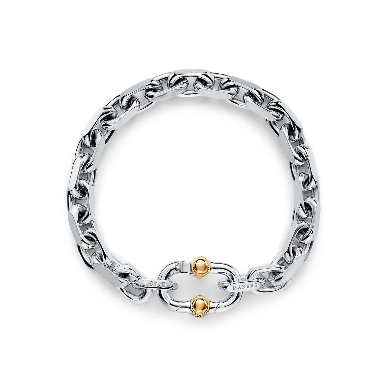 Tiffany 1837™ Makers Wide Chain Bracelet in Sterling Silver and 18k Gold