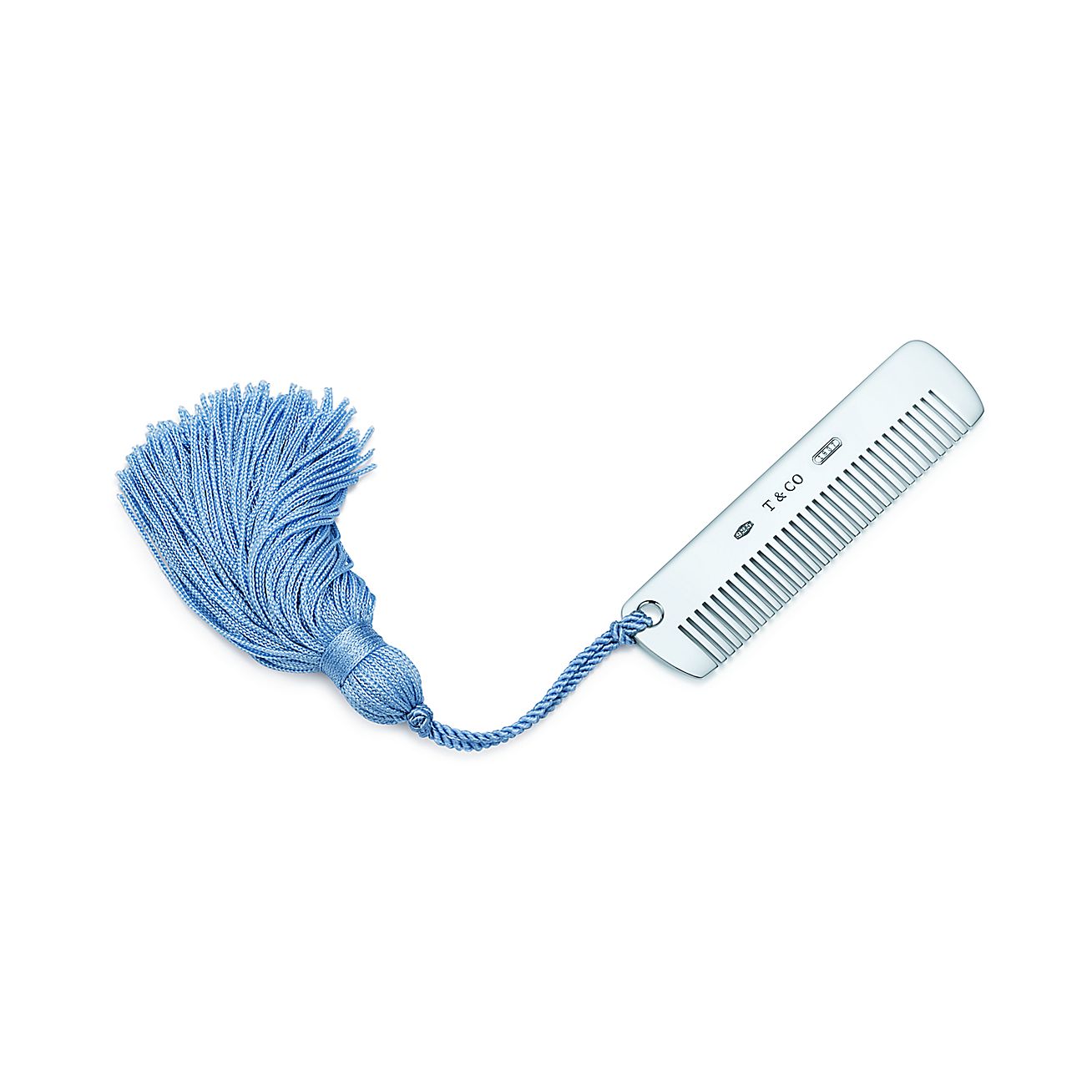 Peigne Pour Bebe Tiffany 17 Mc En Argent Sterling Avec Un Pompon Bleu Tiffany Co