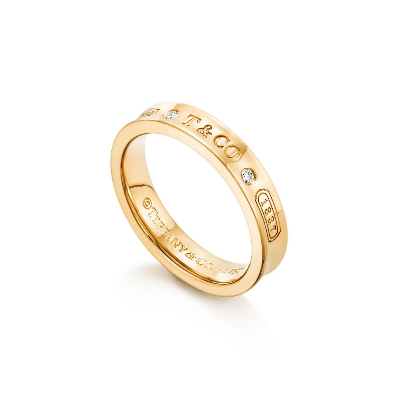 Tiffany 1837® Ring in Yellow Gold with Diamonds, Narrow | Tiffany