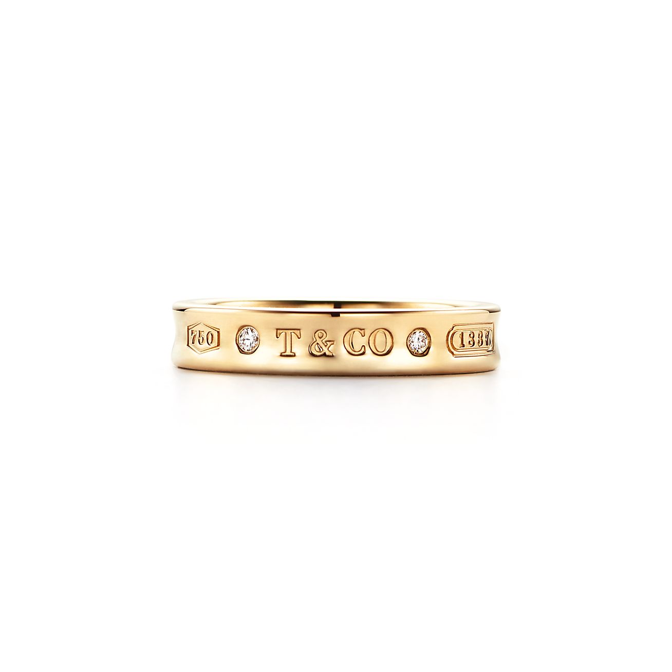 Tiffany 1837™ Ring in Yellow Gold with Diamonds, Narrow | Tiffany