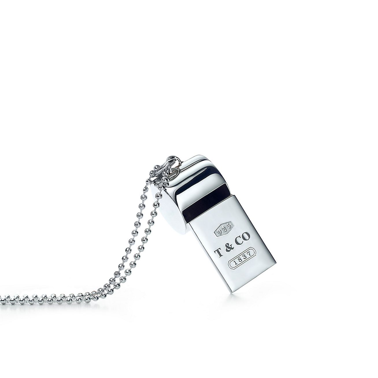 Tiffany 1837® whistle in sterling silver on a beaded chain