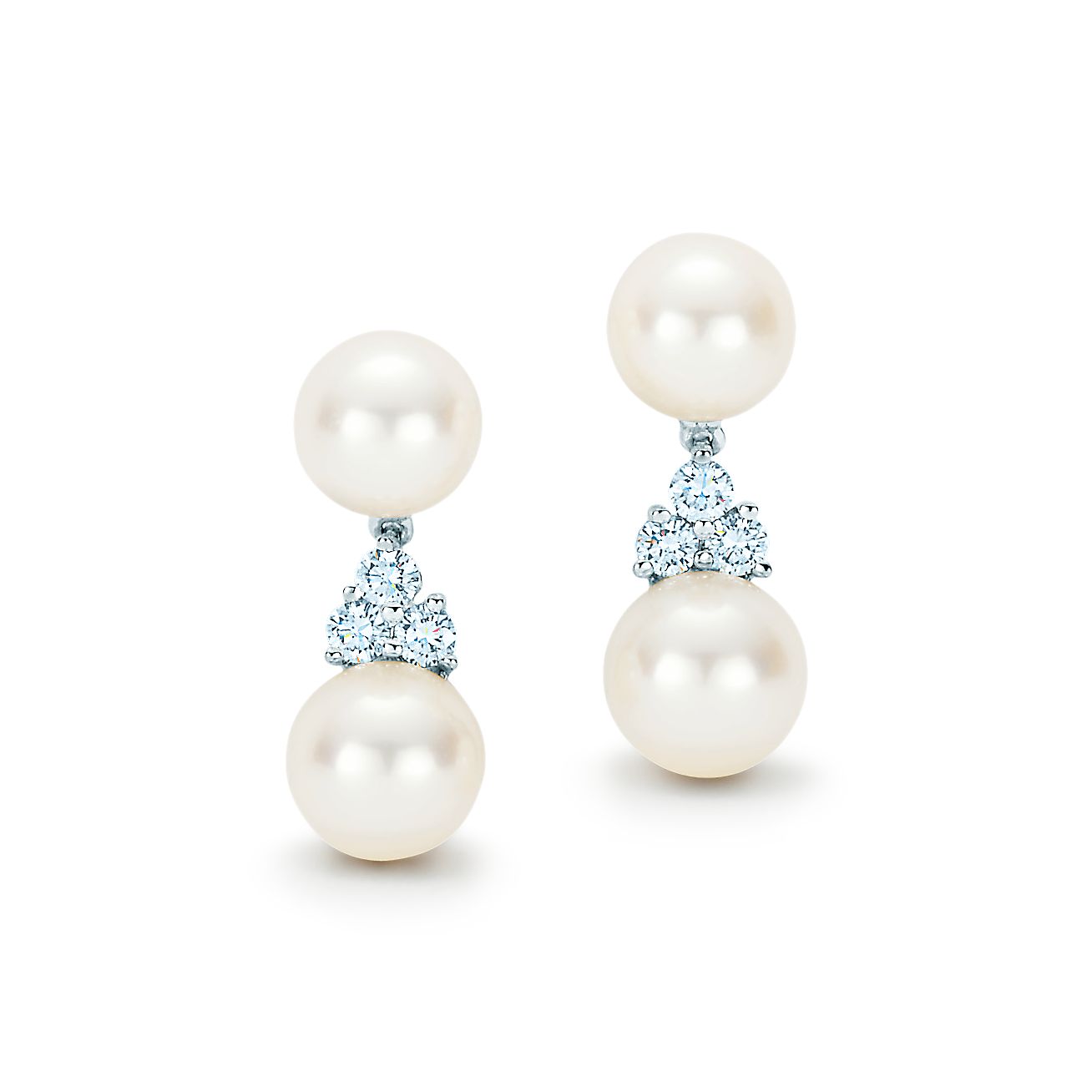 Tiffany Aria drop earrings of Akoya cultured pearls and diamonds in ...
