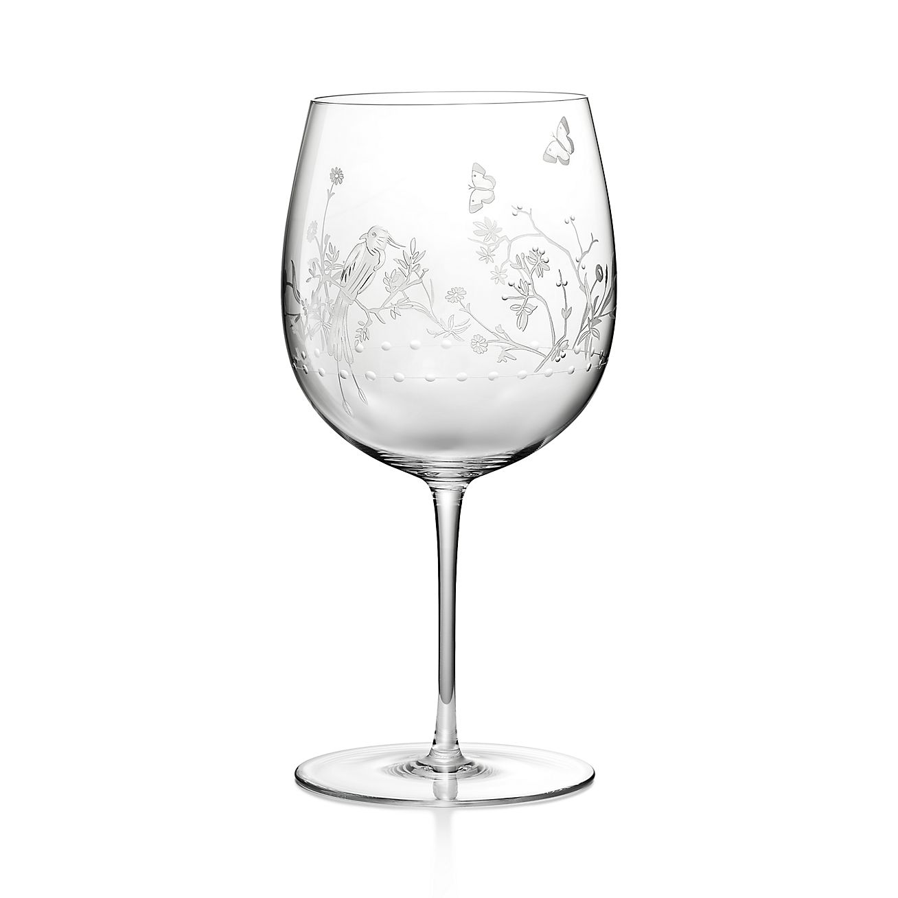 Tiffany & Co Tiffany Audubon Red Wine Glass In Hand-etched Glass In Glass/no Gemstones