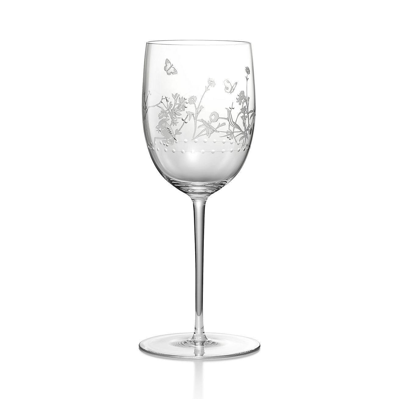 Tiffany & Co Tiffany Audubon White Wine Glass In Hand-etched Glass In No Gemstones/glass