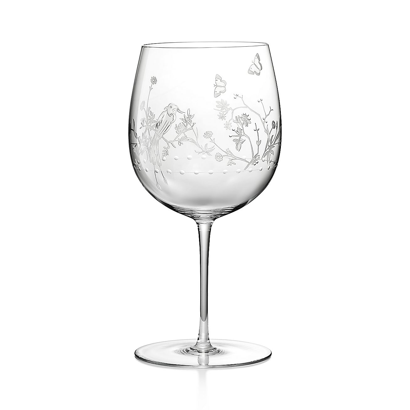 Tiffany Audubon Red Wine Glass in Hand-etched Glass
