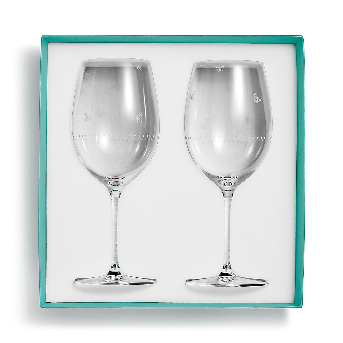 Tiffany Audubon Red Wine Glasses in Etched Glass, Set of Two