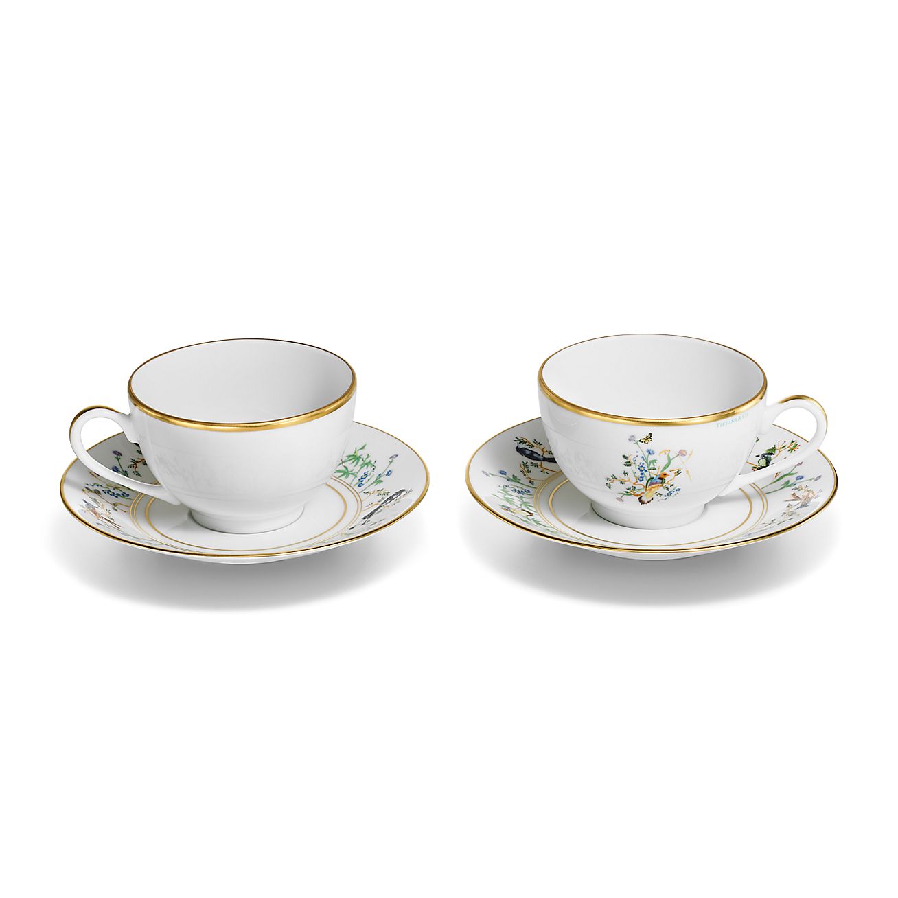 Tiffany Audubon Teacup and Saucer in Porcelain, Set of Two 