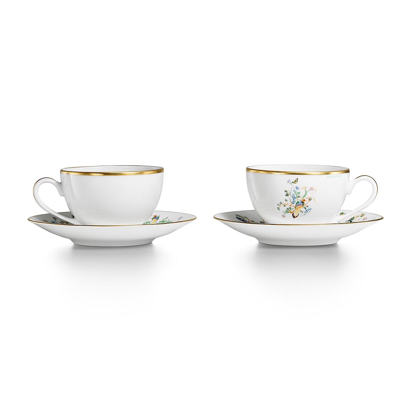 Tiffany Audubon Teacup and Saucer in Porcelain, Set of Two, Size: 7.7 in.