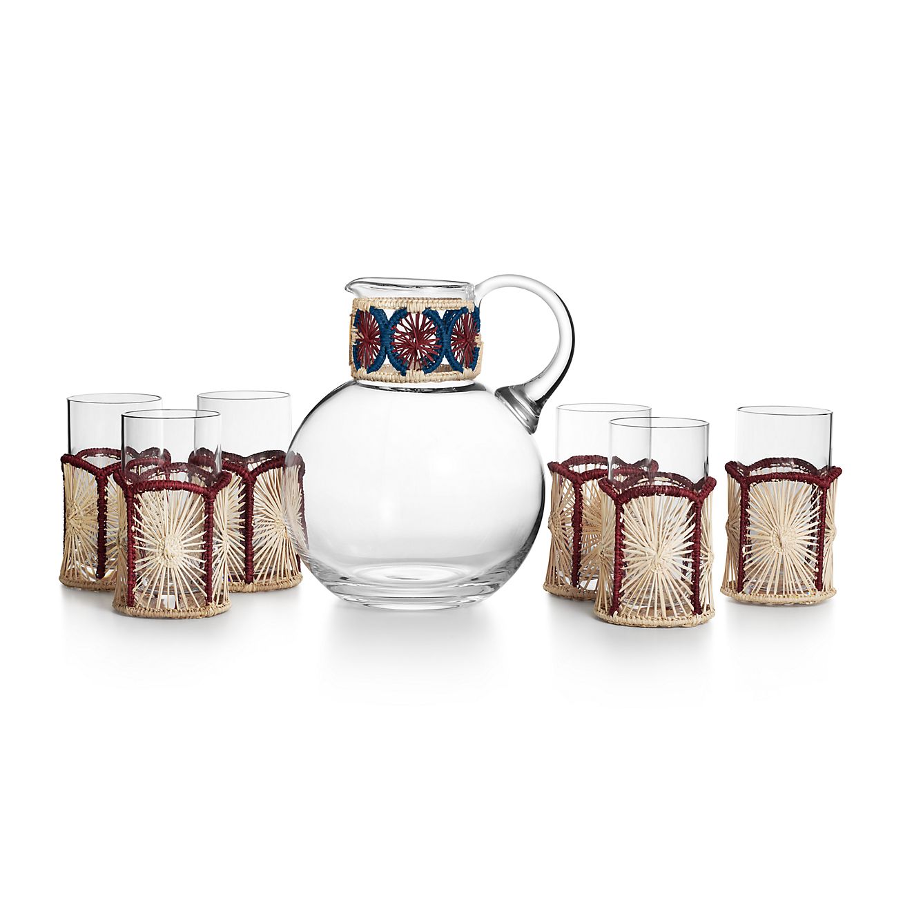 Tiffany Batik Refresher Set in Crystal Glass and Multicolored Raffia | Tiffany & Co.