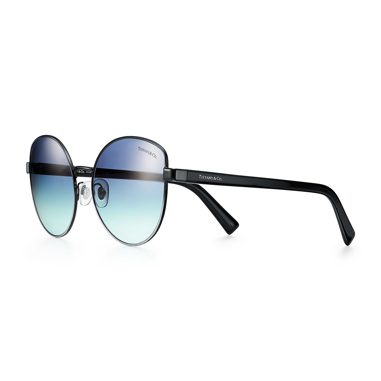 Tiffany Blue Cat Eye Sunglasses In Black Metal Tiffany Co