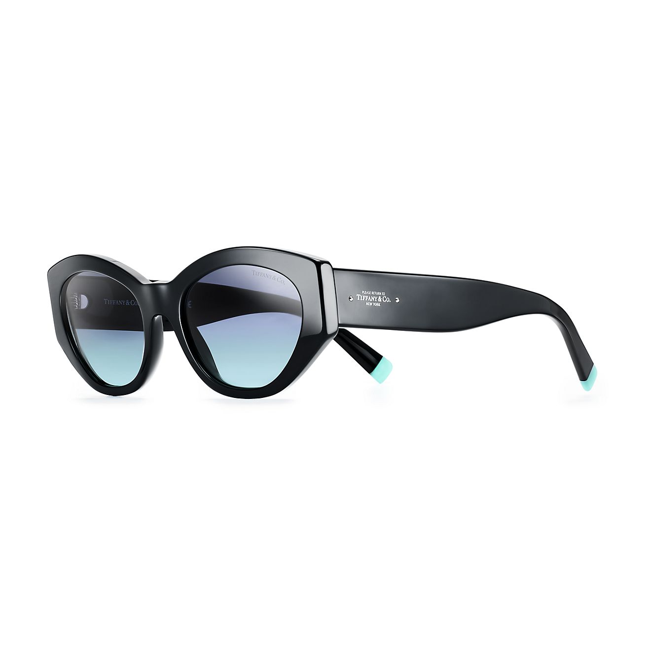 Tiffany Blue® oval sunglasses in black acetate. | Tiffany & Co.