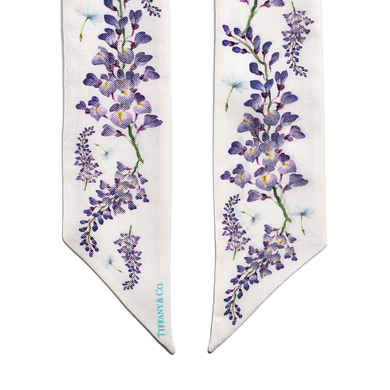 Tiffany Botanica Wisteria Ribbon Scarf in Black Silk