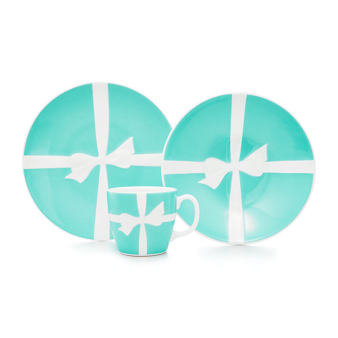 Tiffany Bows threepiece baby set in bone china. Tiffany & Co.