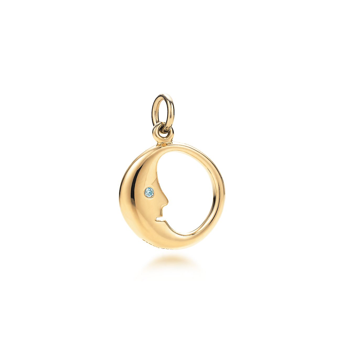 Man in the Moon charm in 18k gold with 