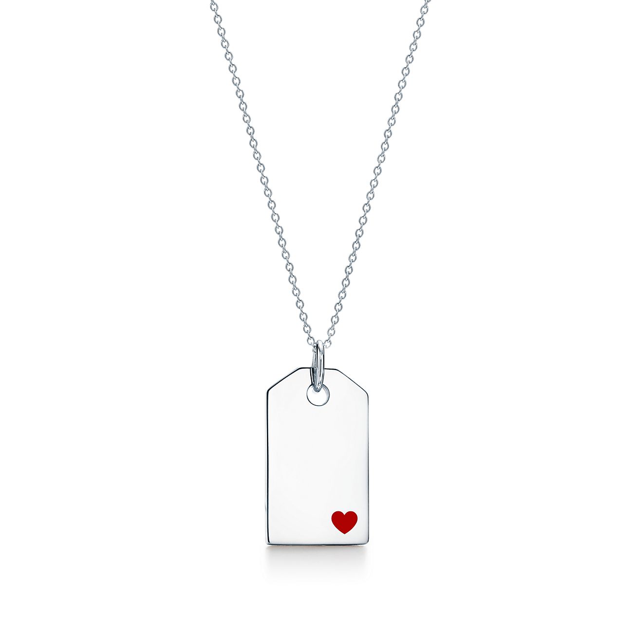 Tiffany Charms tag pendant with a red 