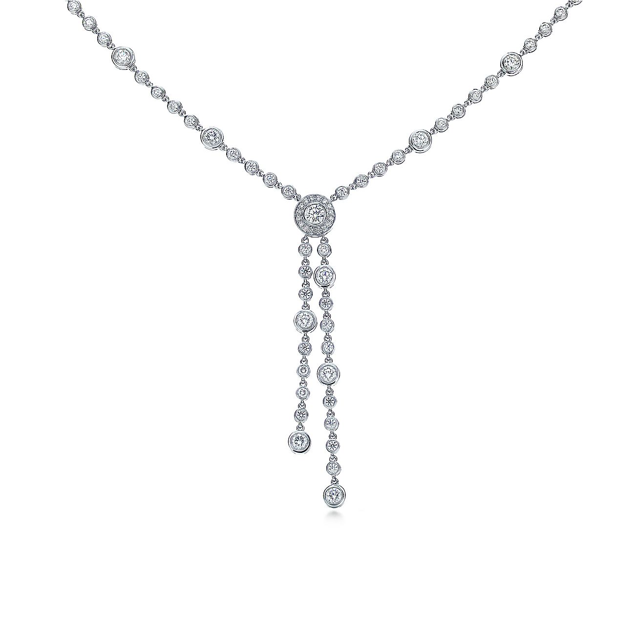Tiffany Circlet double drop necklace with diamonds in platinum ...
