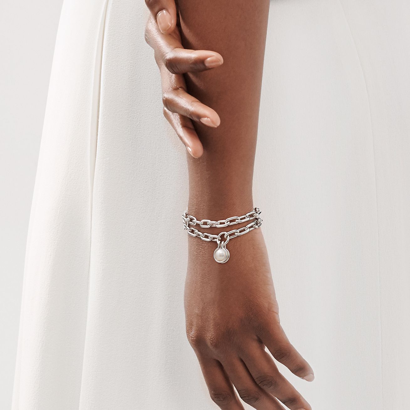 tiffany silver pearl bracelet