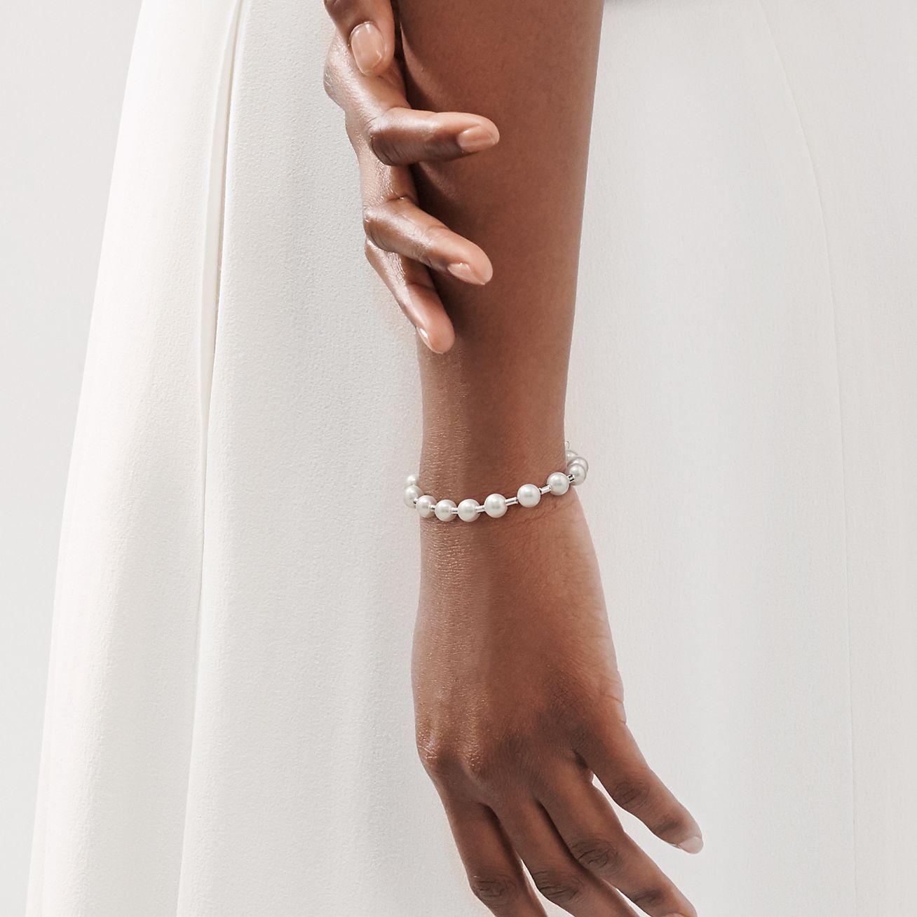 Tiffany City Hardwear Pearl Bracelet in Silver, 7-8 mm - Size Large