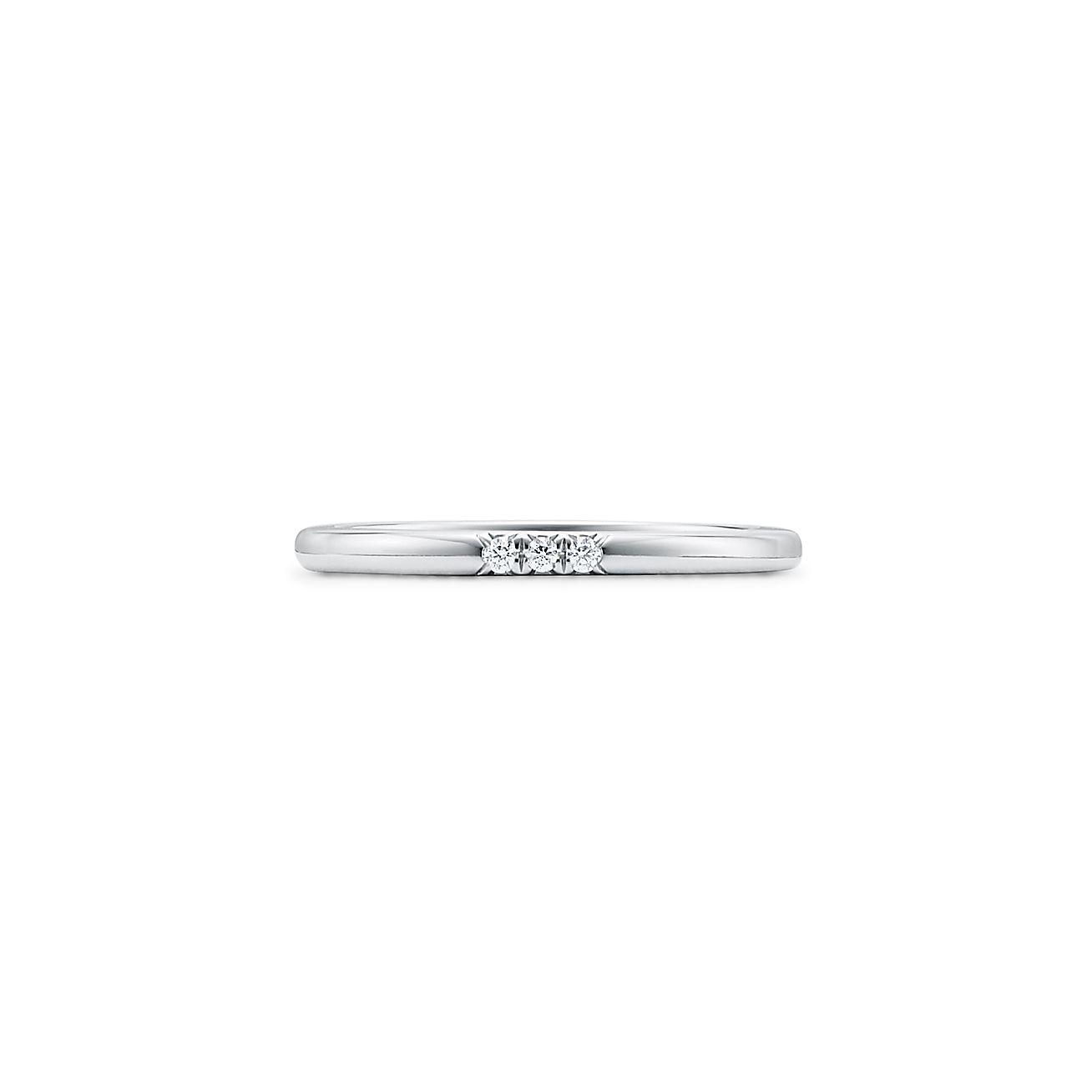 Tiffany Classic 鉑金鑲鑽結婚戒指 2 毫米寬 Tiffany Co