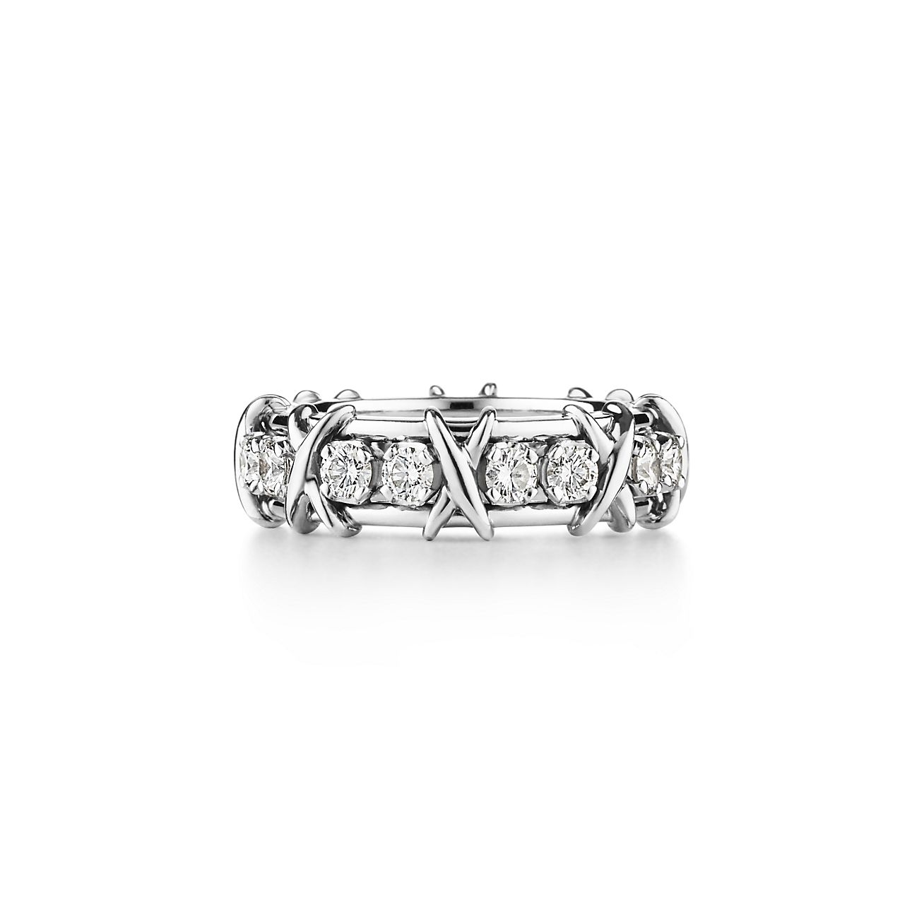 Bague Seize Pierres en platine et 