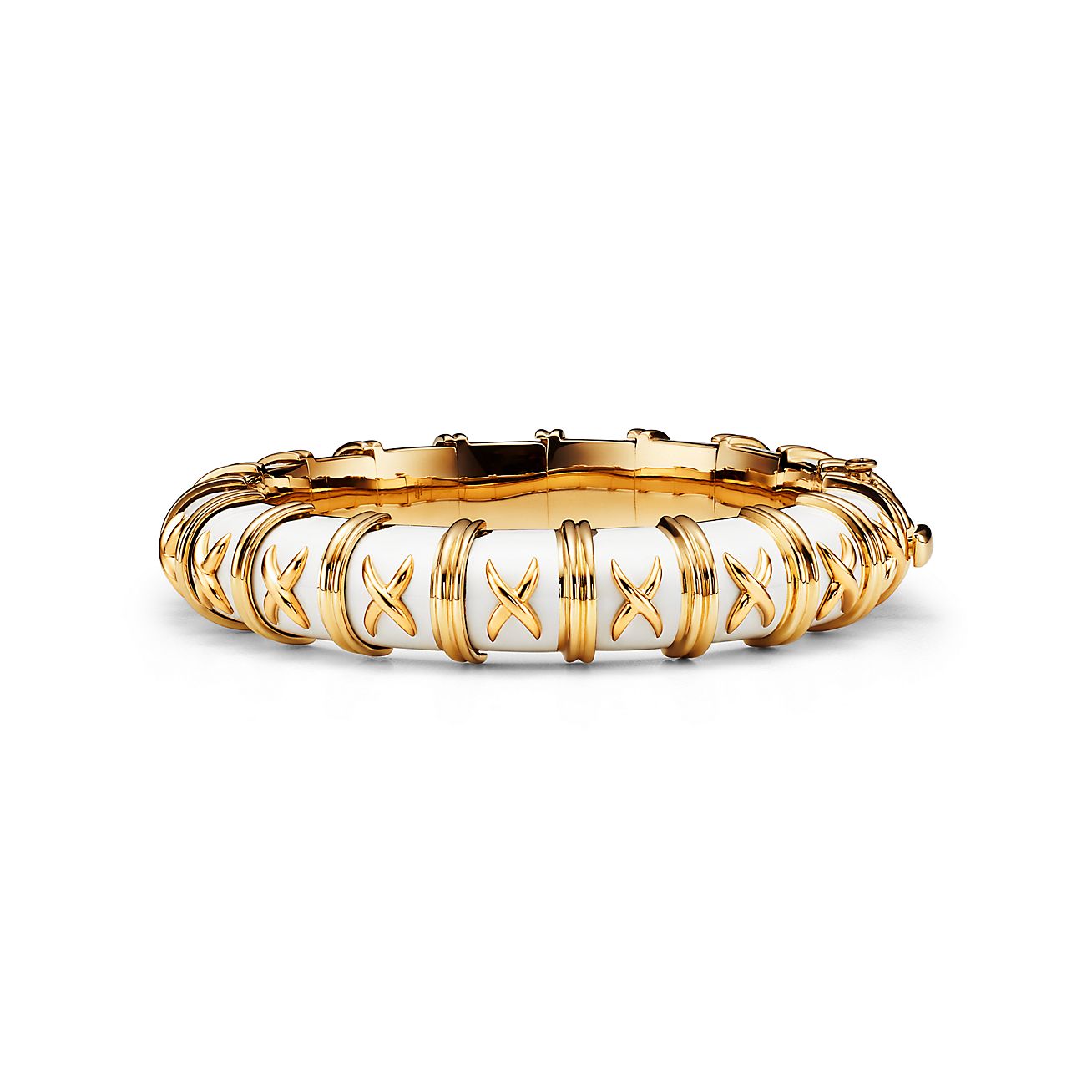 Tiffany and Co. Schlumberger Yellow Gold White Enamel Diamond Bangle  Bracelet For Sale at 1stDibs | tiffany enamel bracelet, schlumberger gold,  gold bangles tiffany
