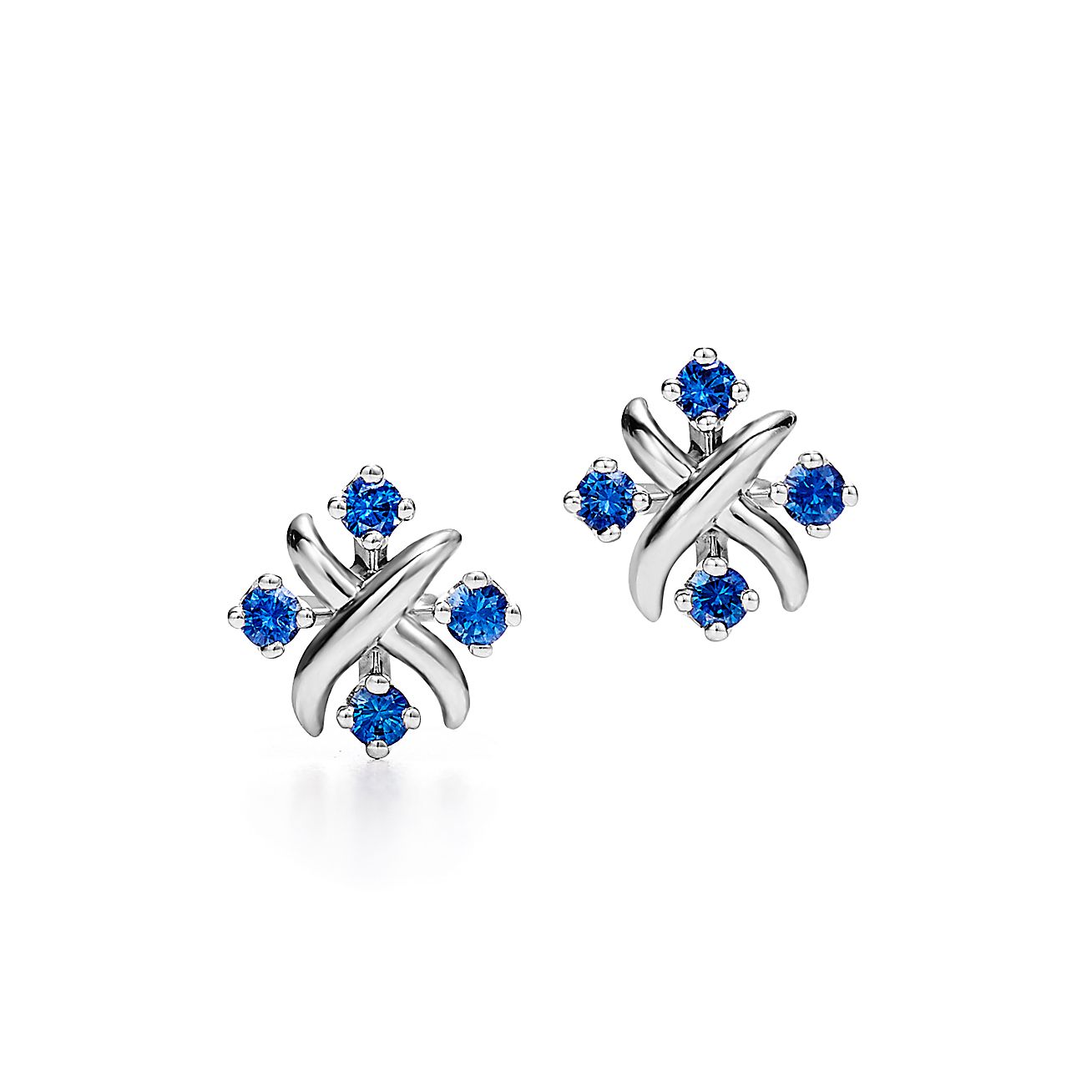 Jean Schlumberger by Tiffany Lynn earrings in platinum with sapphires.