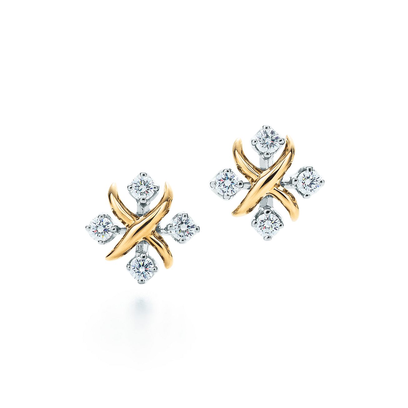 Tiffany & Co. Schlumberger® Lynn earrings in 18k gold with diamonds. | Tiffany & Co.