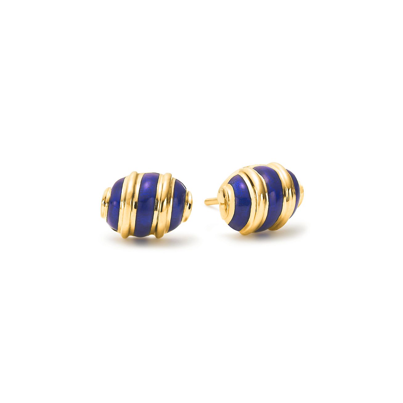 Tiffany Co Schlumberger Olive Earrings In 18k Gold With Blue Schlumberger Olive Earrings