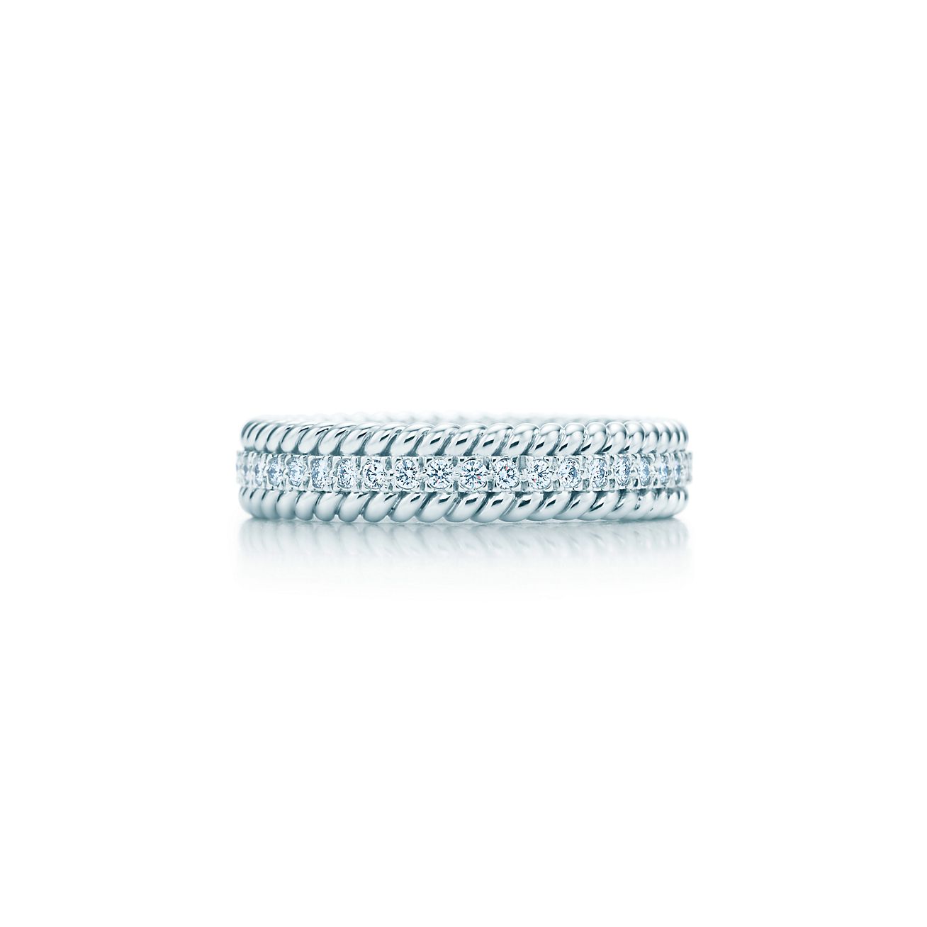 Platinum Two-Row Rope Ring 