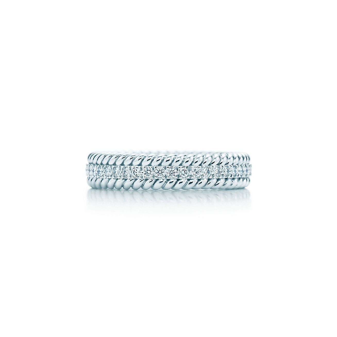 Tiffany Co Schlumberger Rope Two Row Ring In Platinum With Diamonds Tiffany Co