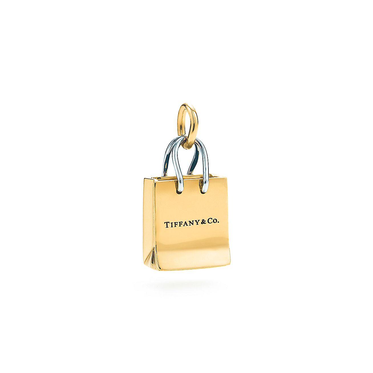 Tiffany & Co.® shopping bag charm. Yellow and white gold. | Tiffany & Co.