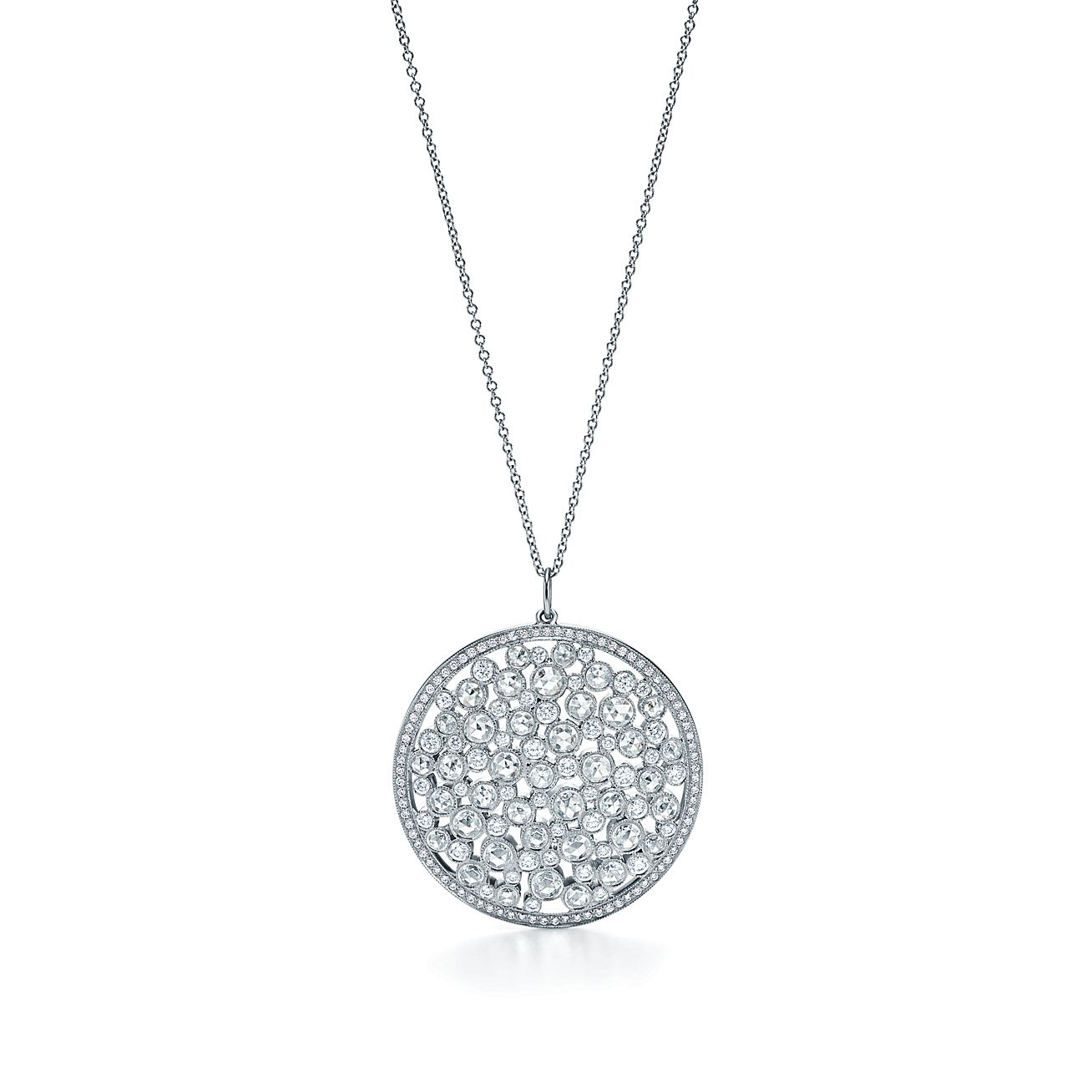 Tiffany Cobblestone Medallion Pendant In Platinum With Diamonds Large Tiffany Co