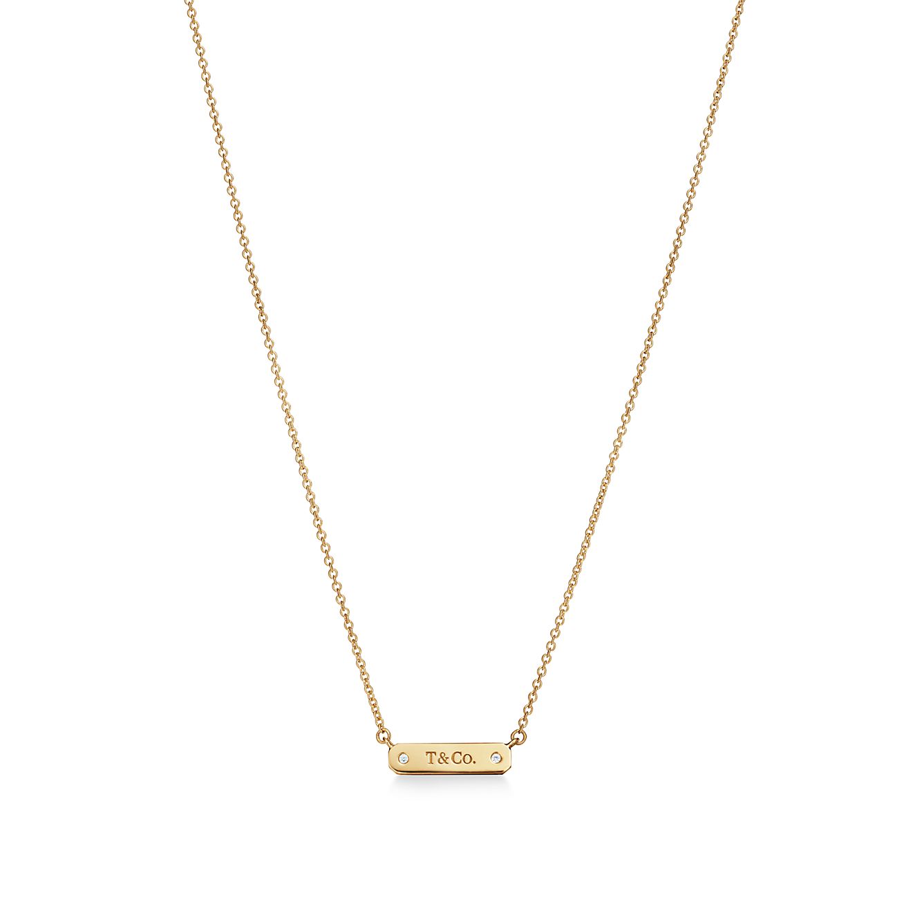 micro bar pendant in 18k gold with 