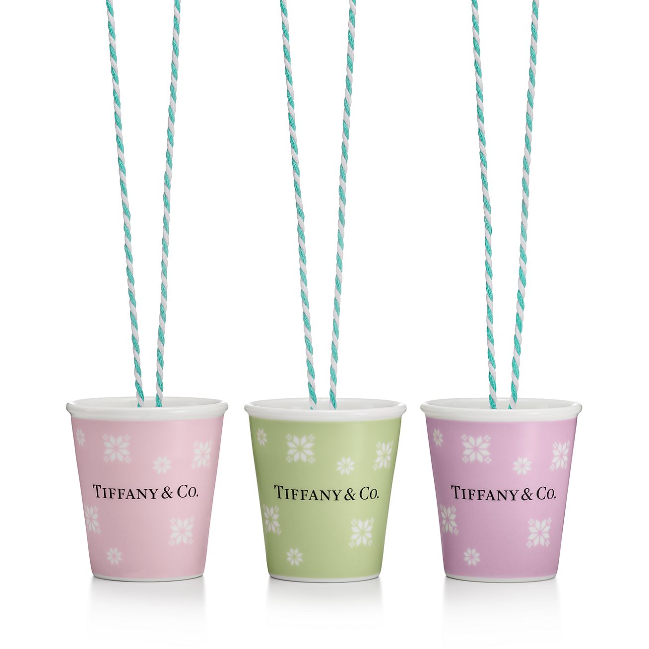 Tiffany Cups Paper Cup Snowflake Ornaments Set of Three, in Bone China