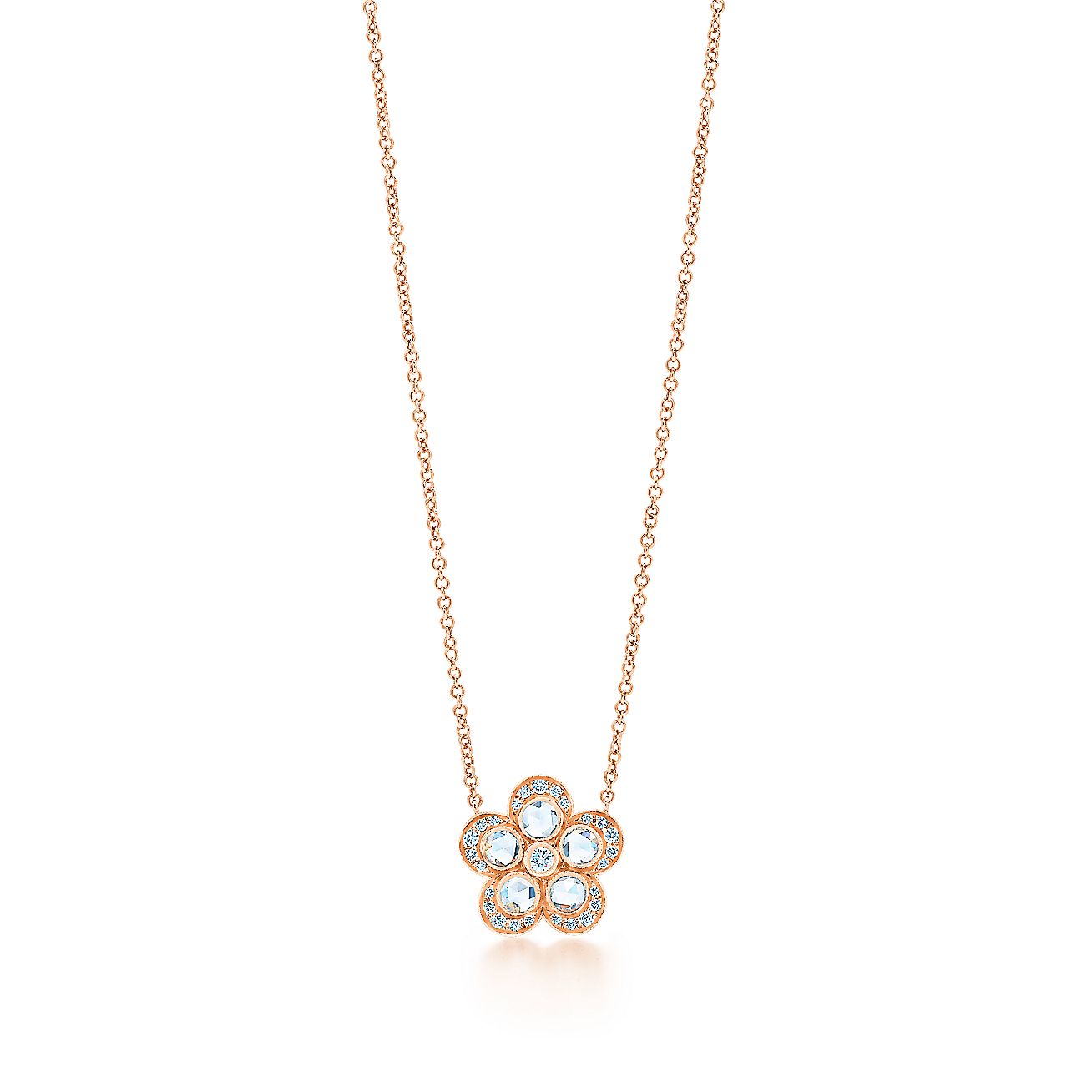Tiffany Enchant® flower pendant in 18k rose gold with diamonds, small ...